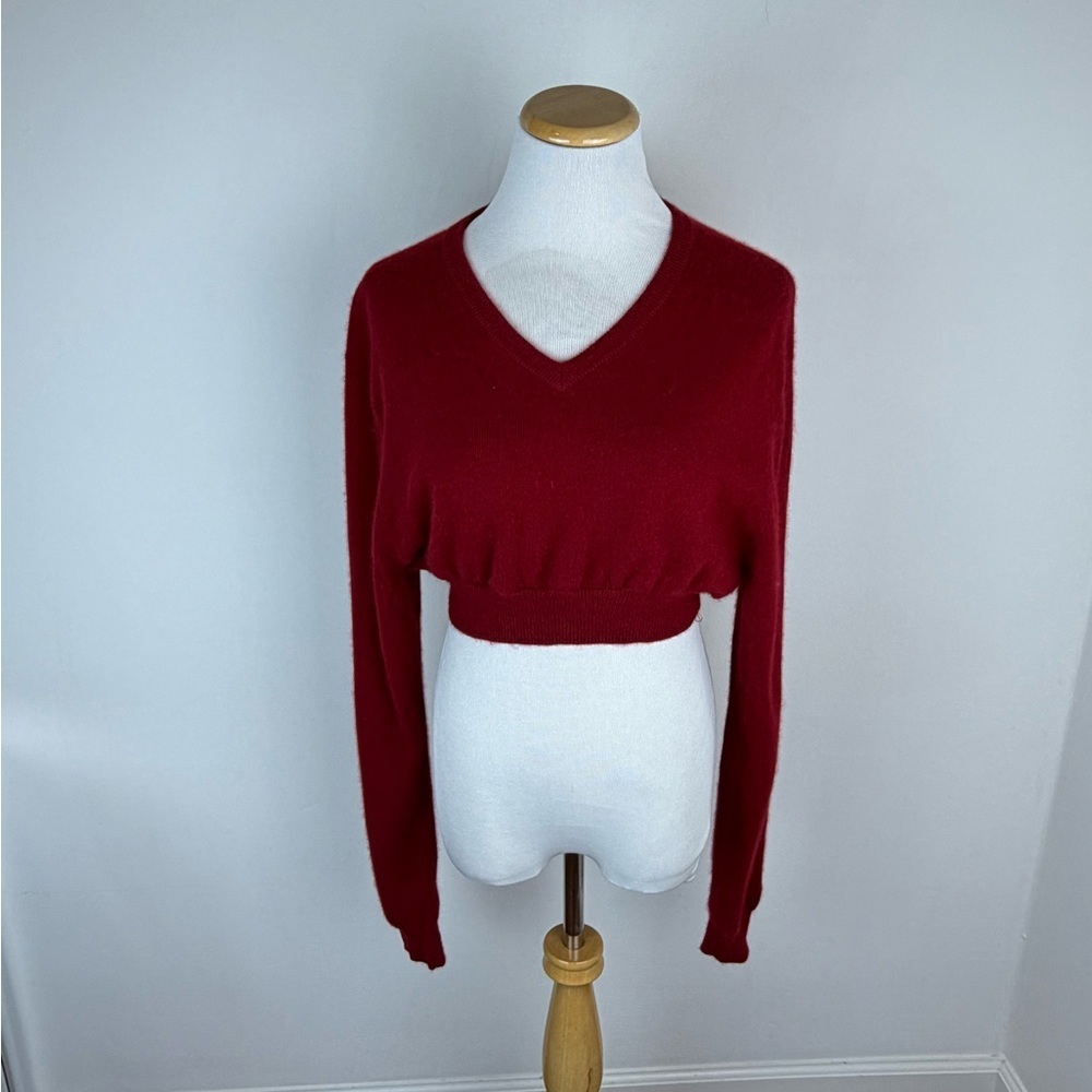 American Vintage Red V Neck Cropped Sweater Size M/L